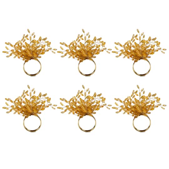 DII® Gold Beaded Burst Napkin Rings, 6ct.